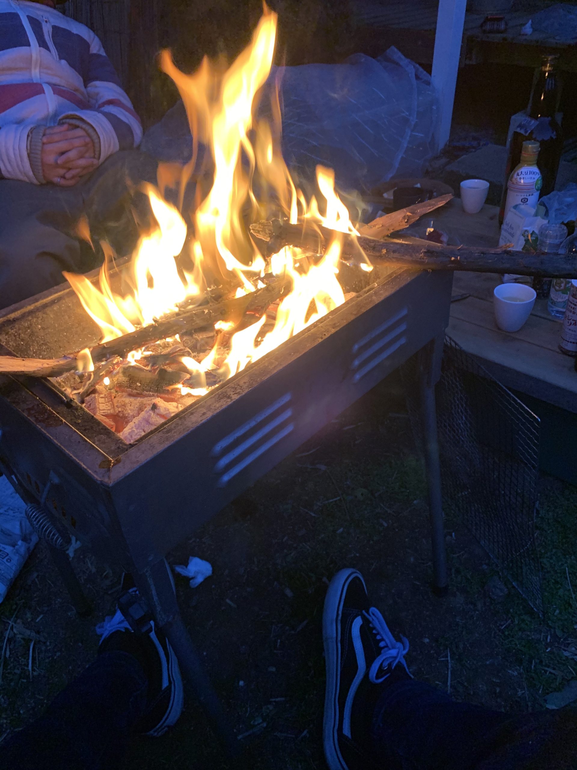 作業のあとの焚き火